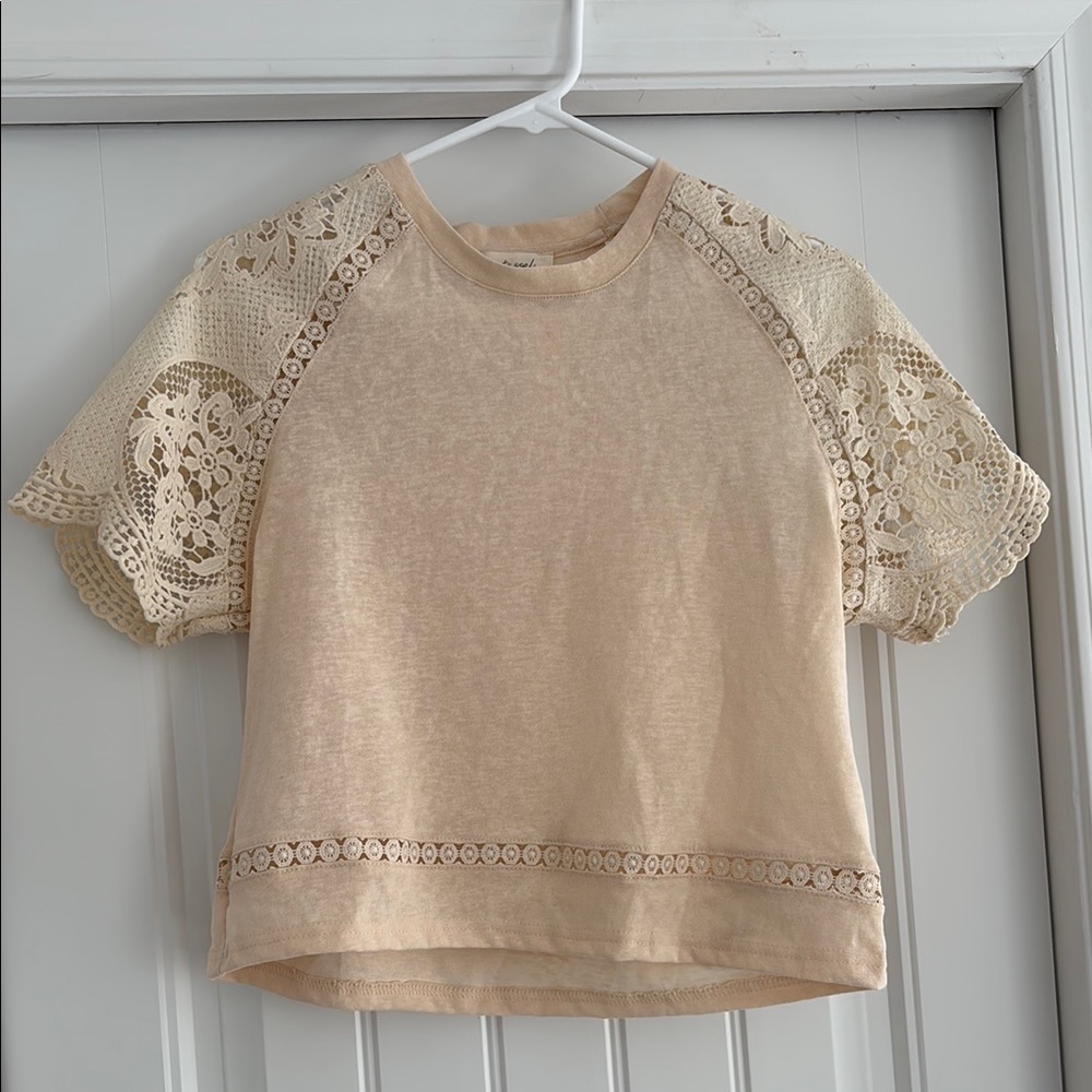 Anthropologie Beige Lace Top
